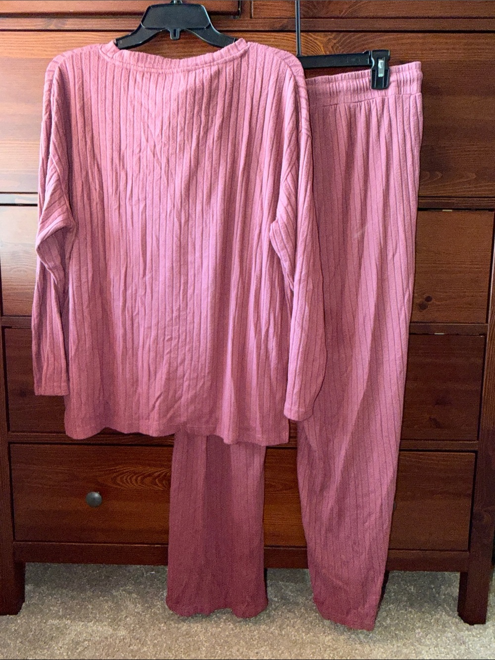 Serra Ribbed Two-Piece Cozy Ribbed Lounge Set - Berry - Size L - Picture 5 of 7